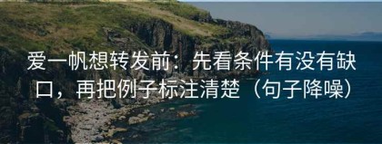 爱一帆想转发前：先看条件有没有缺口，再把例子标注清楚（句子降噪）