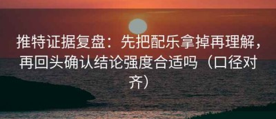 推特证据复盘：先把配乐拿掉再理解，再回头确认结论强度合适吗（口径对齐）
