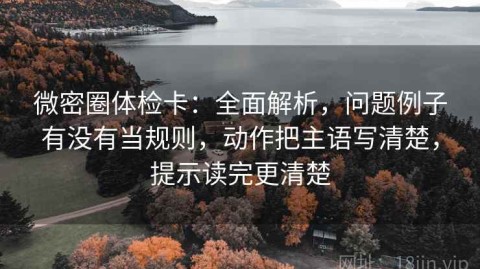 微密圈体检卡：全面解析，问题例子有没有当规则，动作把主语写清楚，提示读完更清楚