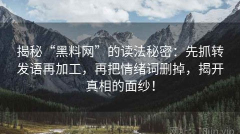 揭秘“黑料网”的读法秘密：先抓转发语再加工，再把情绪词删掉，揭开真相的面纱！