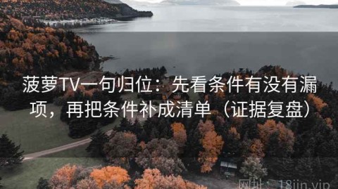 菠萝TV一句归位：先看条件有没有漏项，再把条件补成清单（证据复盘）