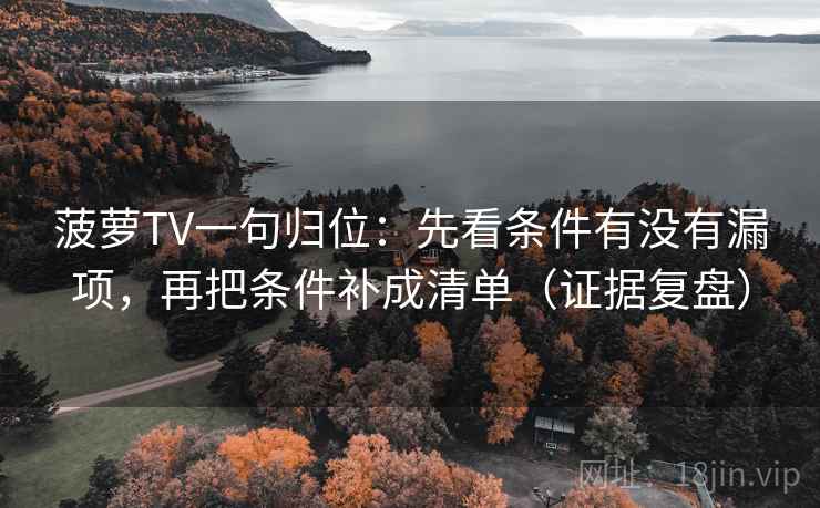菠萝TV一句归位：先看条件有没有漏项，再把条件补成清单（证据复盘）