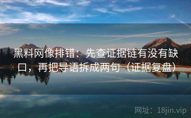 黑料网像排错：先查证据链有没有缺口，再把导语拆成两句（证据复盘）