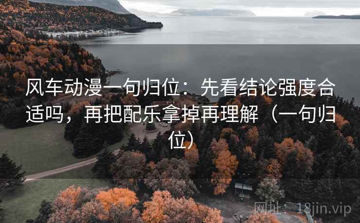 风车动漫一句归位：先看结论强度合适吗，再把配乐拿掉再理解（一句归位）